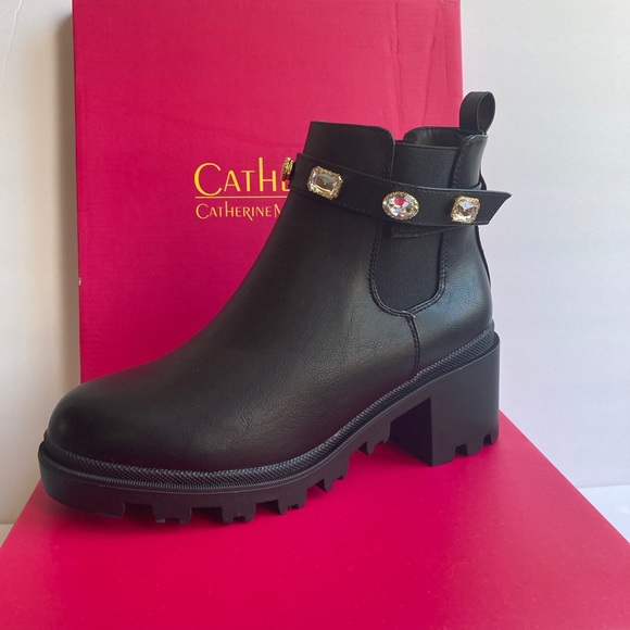 NWT  Black Ankle Boots w/crystals sz 8.5 designer inspired - Picture 9 of 10